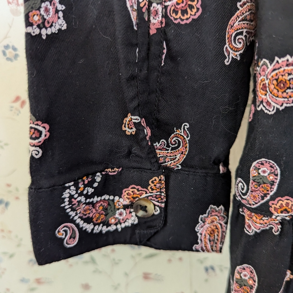 🖤 SO L Dress Dark Floral loose fit ruffle long sleeve boho whimsigoth - Picture 15 of 16